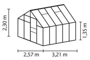 Kasvuhoone Vitavia Neptun 8300 -2,57m x 3,21m = 8,3 m²
