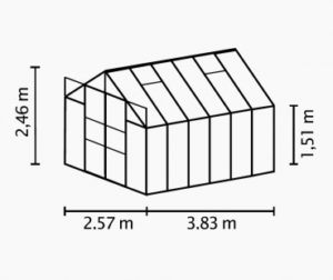 Kasvuhoone Vitavia Jupiter 9900 - 2,57m x 3,84m=9,9 m²