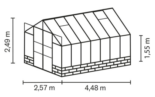 Kasvuhoone Vitavia Cassandra 11500 - 2,57m x 4,48m=11,5 m²