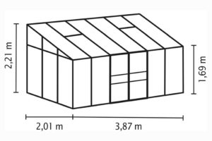 Seinaäärne kasvuhoone Vitavia Ida 7800 - 2,01m x 3,87m=7,8 m²