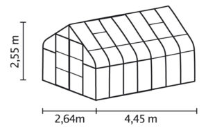 Kasvuhoone Vitavia Saturn 11500 - 2,64m x 4,45m=11,5 m2