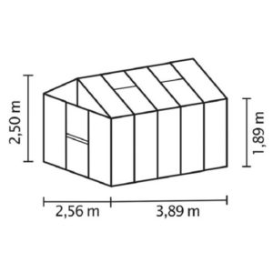 Kasvuhoone Vitavia Zeus 10000 - 2,57m x 3,89m=10,0 m²