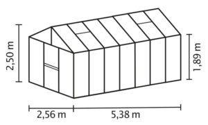 Kasvuhoone Vitavia Zeus 13800 - 2,57m x 5,38m=13,8 m²